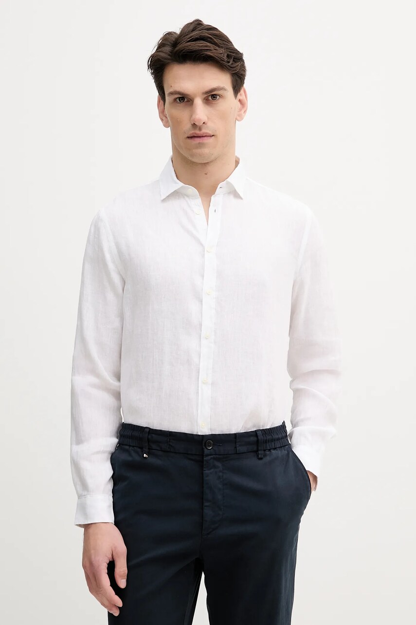 Sisley cămașă de in culoarea alb, regular, 5BKUSQ029
