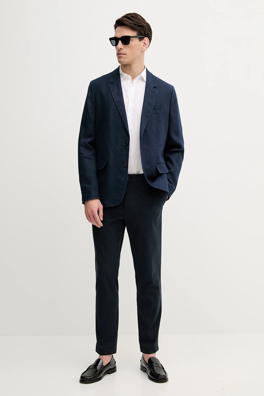 Льняная рубашка Sisley цвет белый regular 5BKUSQ029