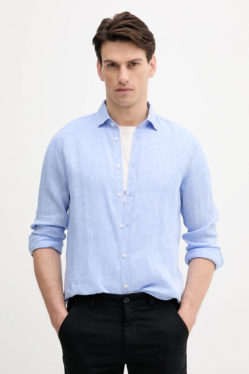 Sisley cămașă de in culoarea alb, regular, 5BKUSQ029