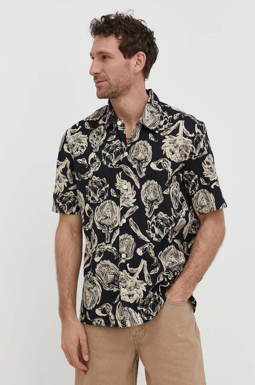 E-shop Bavlněná košile Marc O'Polo černá barva, regular, s klasickým límcem