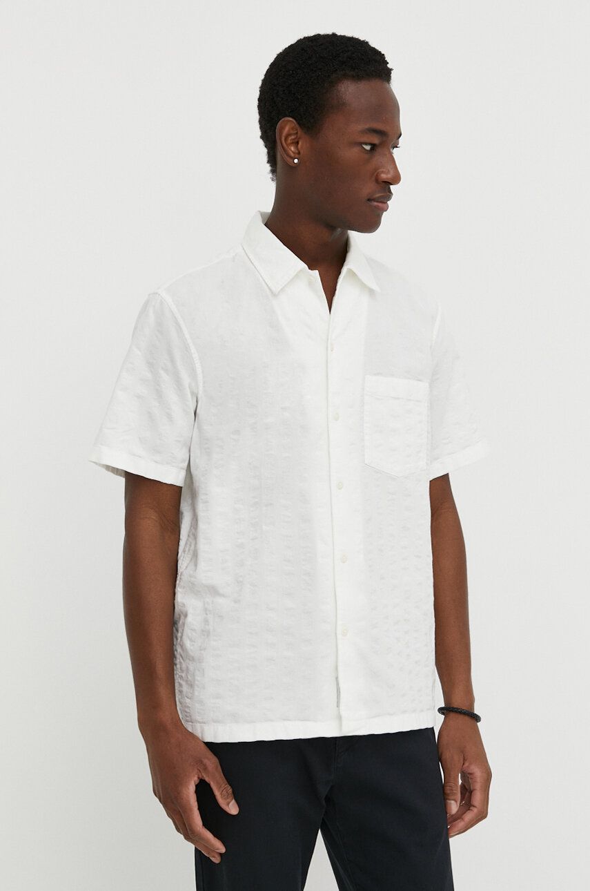E-shop Bavlněná košile Marc O'Polo bílá barva, regular, s klasickým límcem