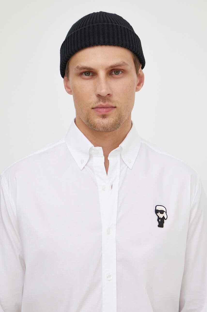 Karl Lagerfeld cămașă bărbați, culoarea alb, cu guler button-down, regular 542600.605911