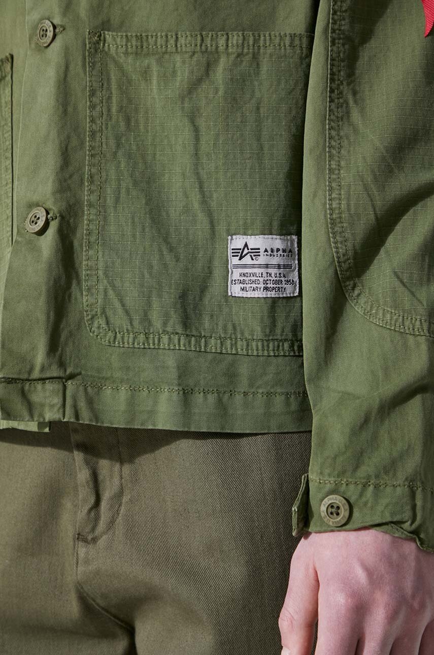 Βαμβακερό πουκάμισο Alpha Industries Color Block ανδρικό, χρώμα: πράσινο, 146110 φωτογραφία