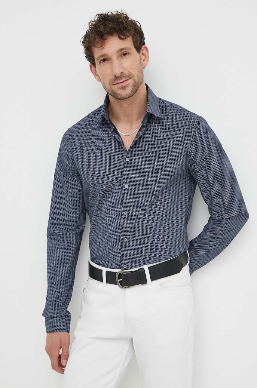 

Риза Calvin Klein мъжка в тъмносиньо с кройка по тялото класическа яка K10K112609, Тъмносин