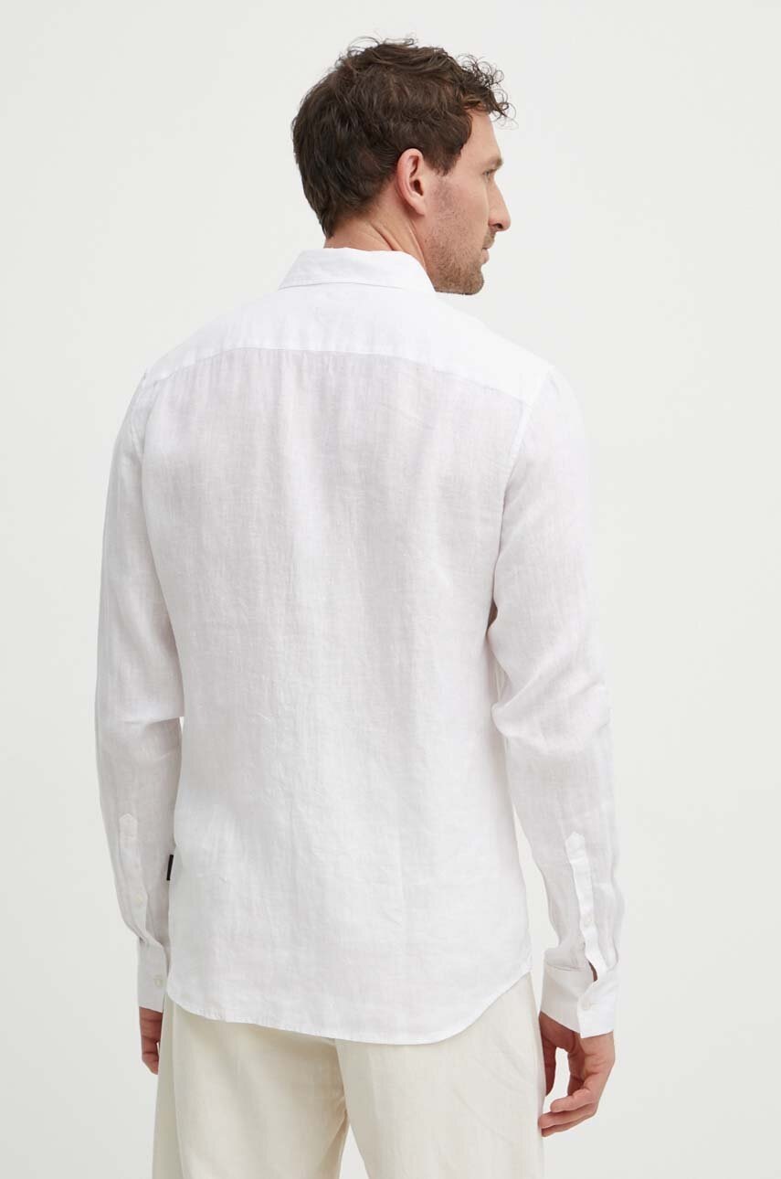 Сорочка з льону Michael Kors колір білий slim комір button-down 