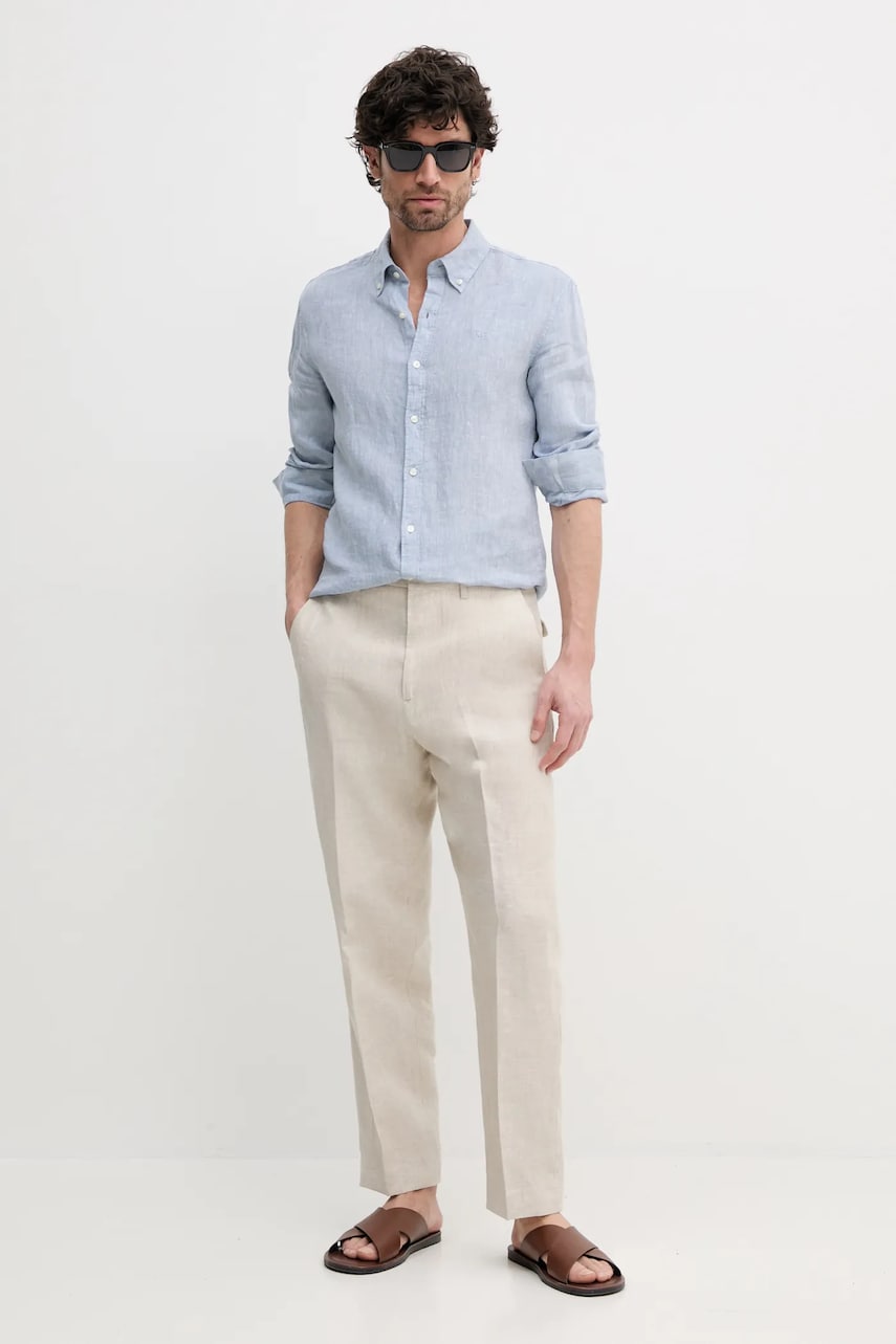 Льняная рубашка Michael Kors slim воротник button-down Льняная рубашка Michael Kors slim воротник button-down