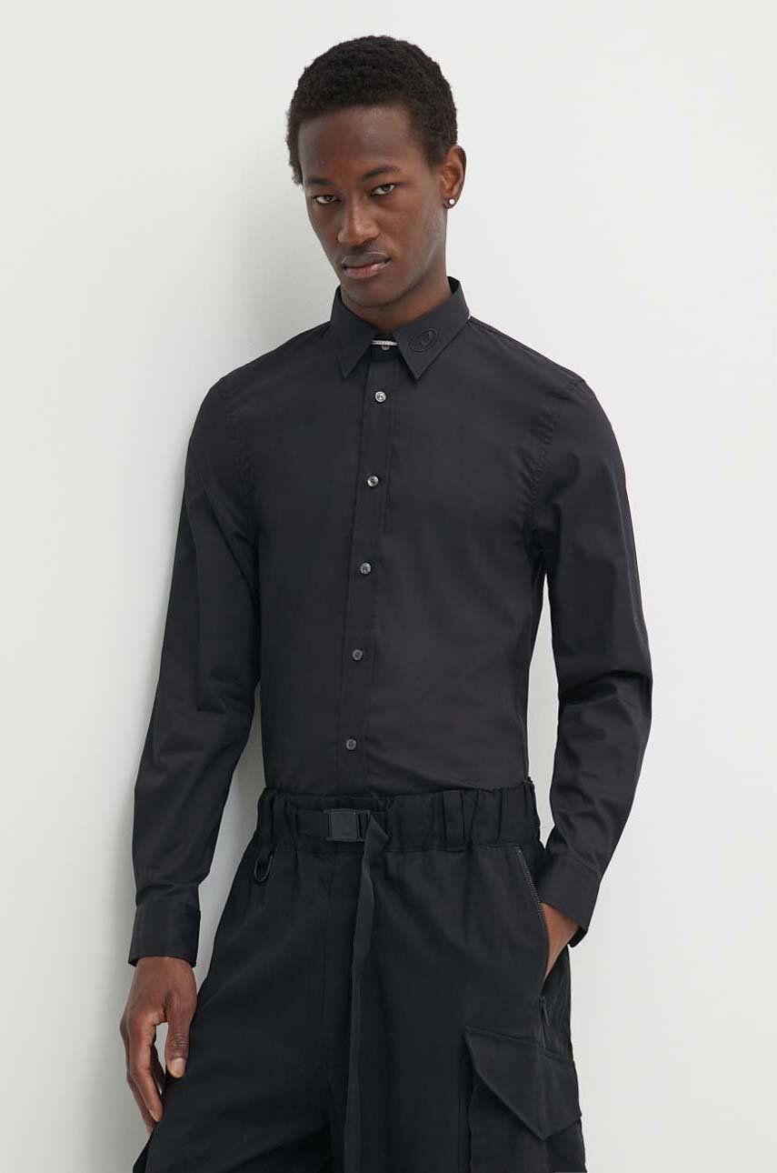 Diesel cămașă S-BENNY-CL bărbați, culoarea negru, cu guler clasic, slim, A10617.0QFAV