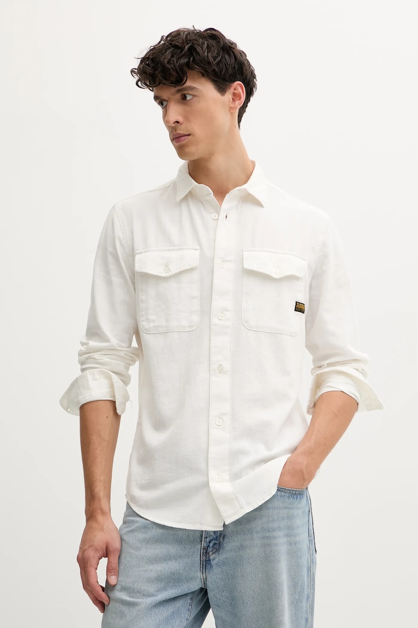 G-Star Raw camasa din bumbac culoarea verde, cu guler clasic, regular