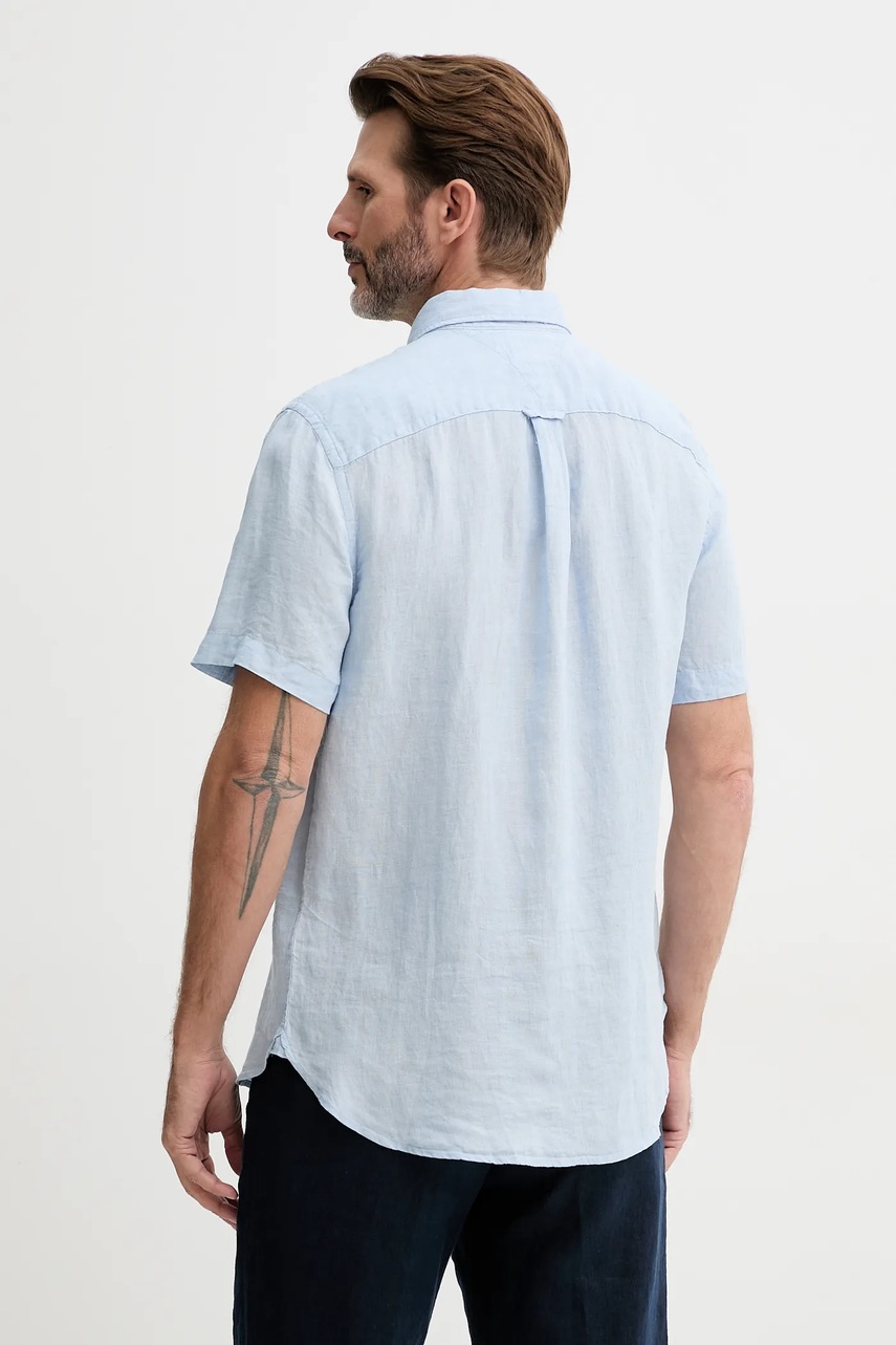 Πουκάμισο από λινό Tommy Hilfiger χρώμα: μπλε, MW0MW35207 φωτογραφία