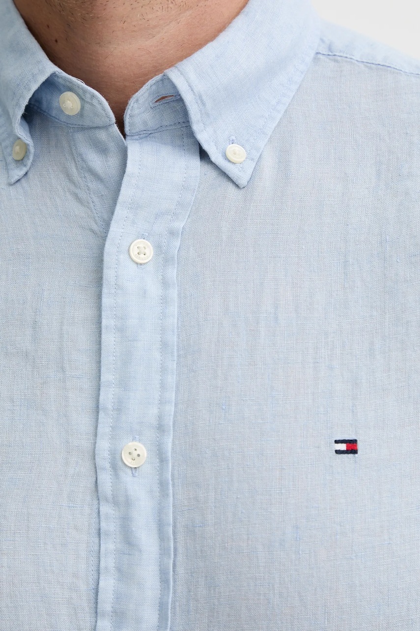 Πουκάμισο από λινό Tommy Hilfiger χρώμα: μπλε, MW0MW35207 φωτογραφία