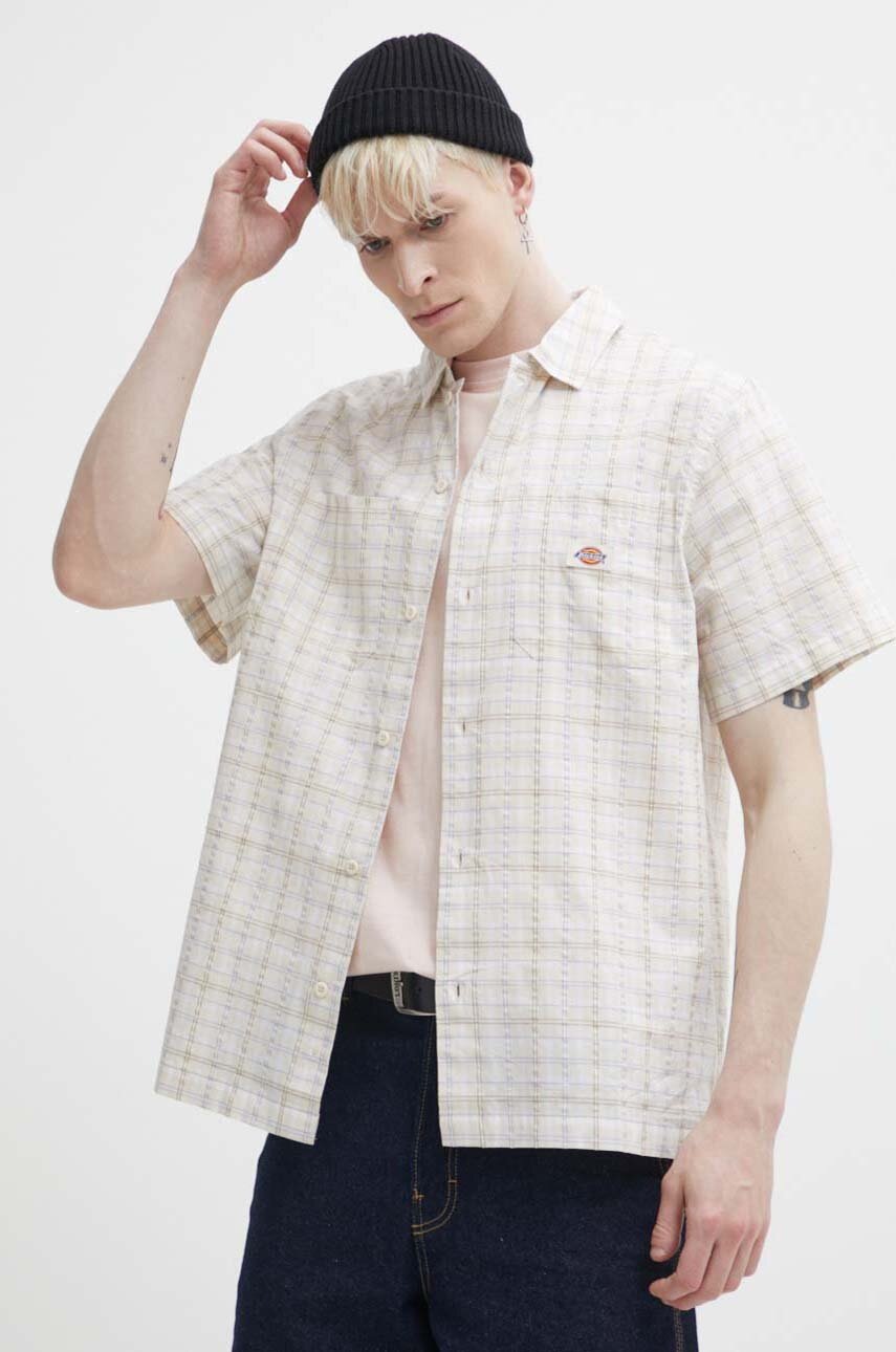 

Памучна риза Dickies SURRY мъжка в бежово със стандартна кройка с класическа яка DK0A4YS5, Бежов