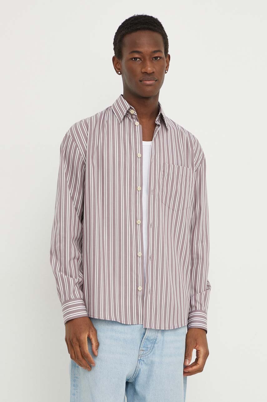 Βαμβακερό πουκάμισο Drykorn ανδρικό, χρώμα: μοβ φωτογραφία