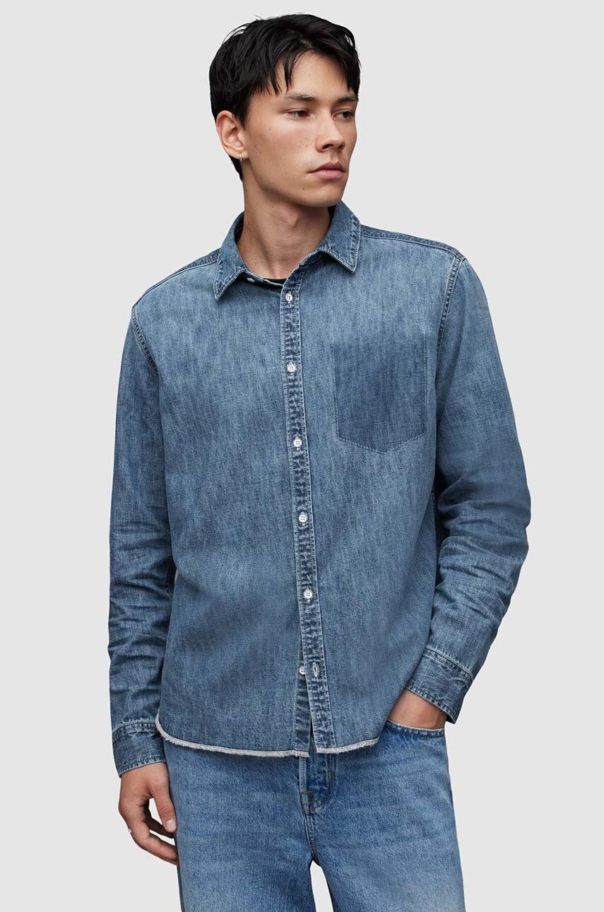 E-shop Bavlněná džínová košile AllSaints SOLAR relaxed, s klasickým límcem