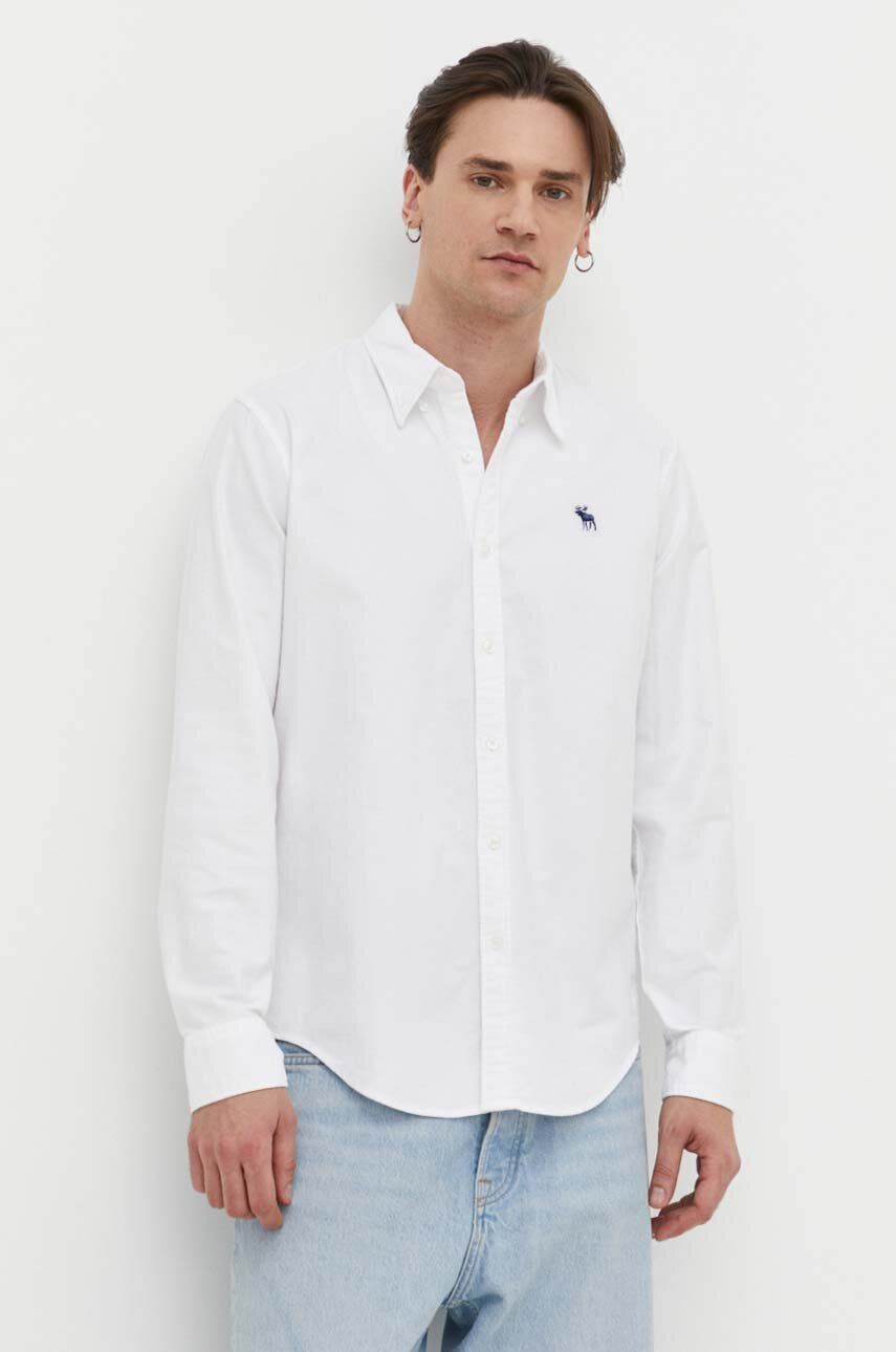 E-shop Košile Abercrombie & Fitch pánská, bílá barva, regular, s límečkem button-down