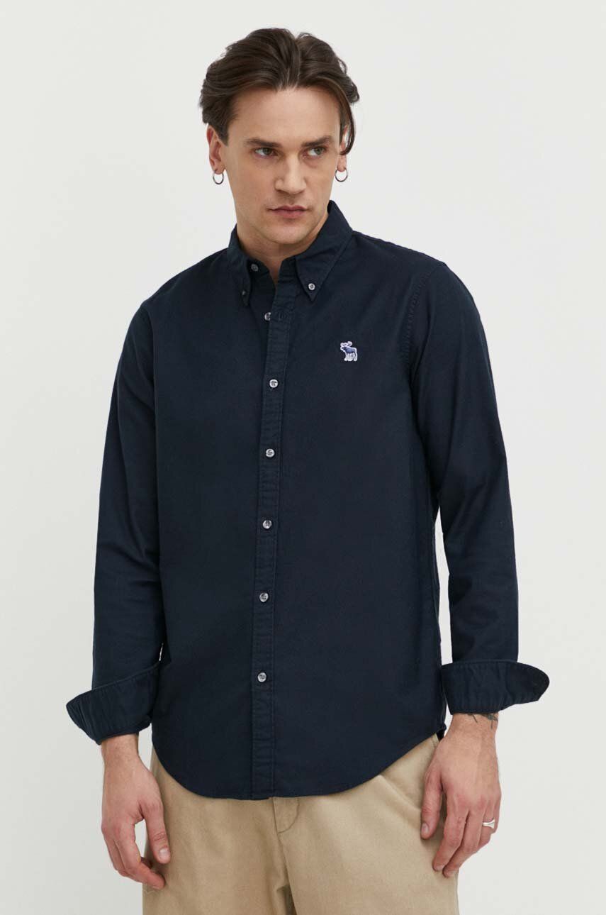 E-shop Košile Abercrombie & Fitch pánská, tmavomodrá barva, regular, s límečkem button-down
