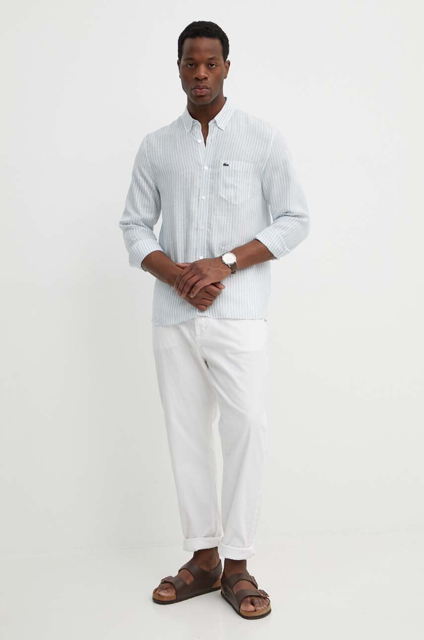 Сорочка з льону Lacoste regular комір button-down 