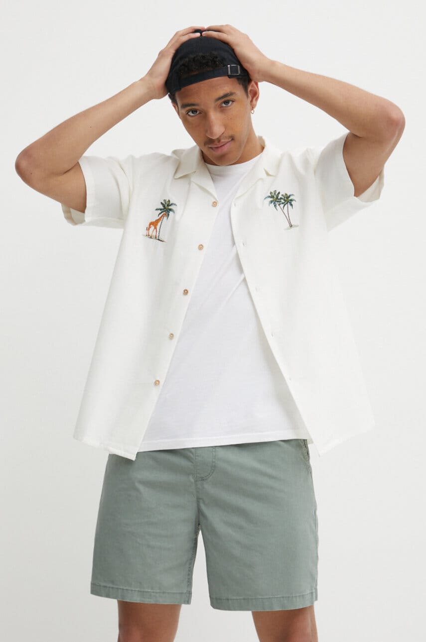 Kaotiko camasa barbati, culoarea bej, relaxed Kaotiko camasa barbati, culoarea bej, relaxed