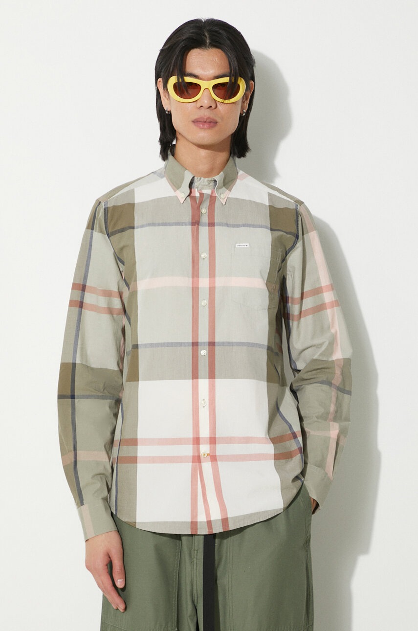 

Памучна риза Barbour Harris мъжка в зелено със стандартна кройка с яка с копче MSH5071, Зелен