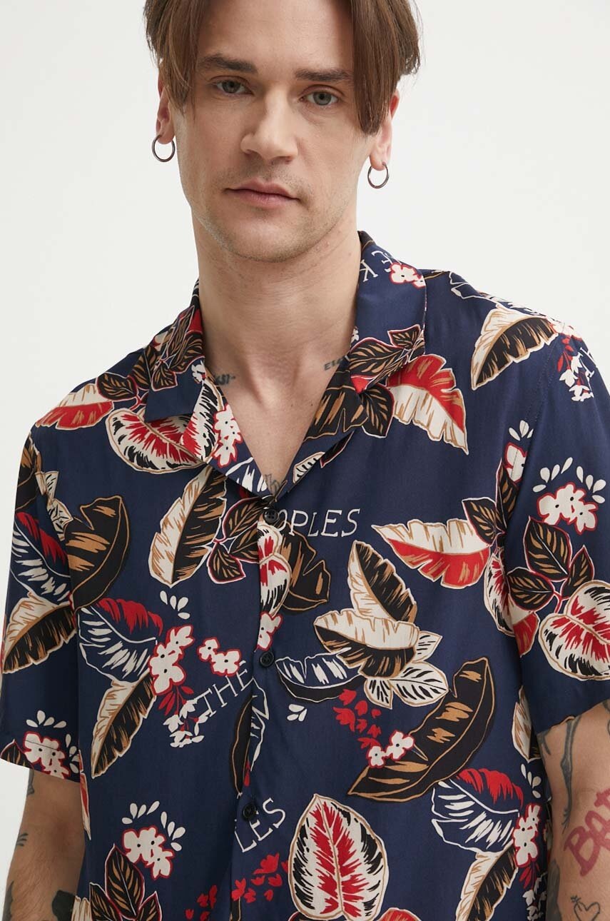 Πουκάμισο The Kooples χρώμα: ναυτικό μπλε, HCCC28058K φωτογραφία