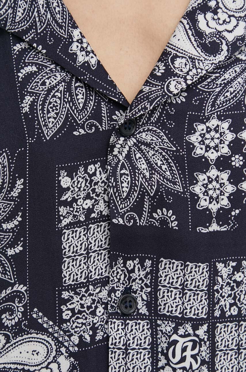 Πουκάμισο The Kooples χρώμα: ναυτικό μπλε, HCCC28059K φωτογραφία