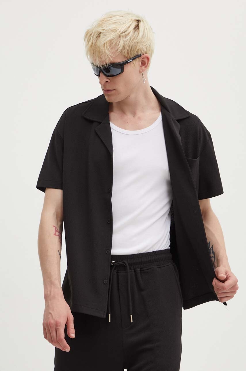 Sixth June camasa barbati, culoarea negru, cu guler clasic, relaxed Sixth June camasa barbati, culoarea negru, cu guler clasic, relaxed