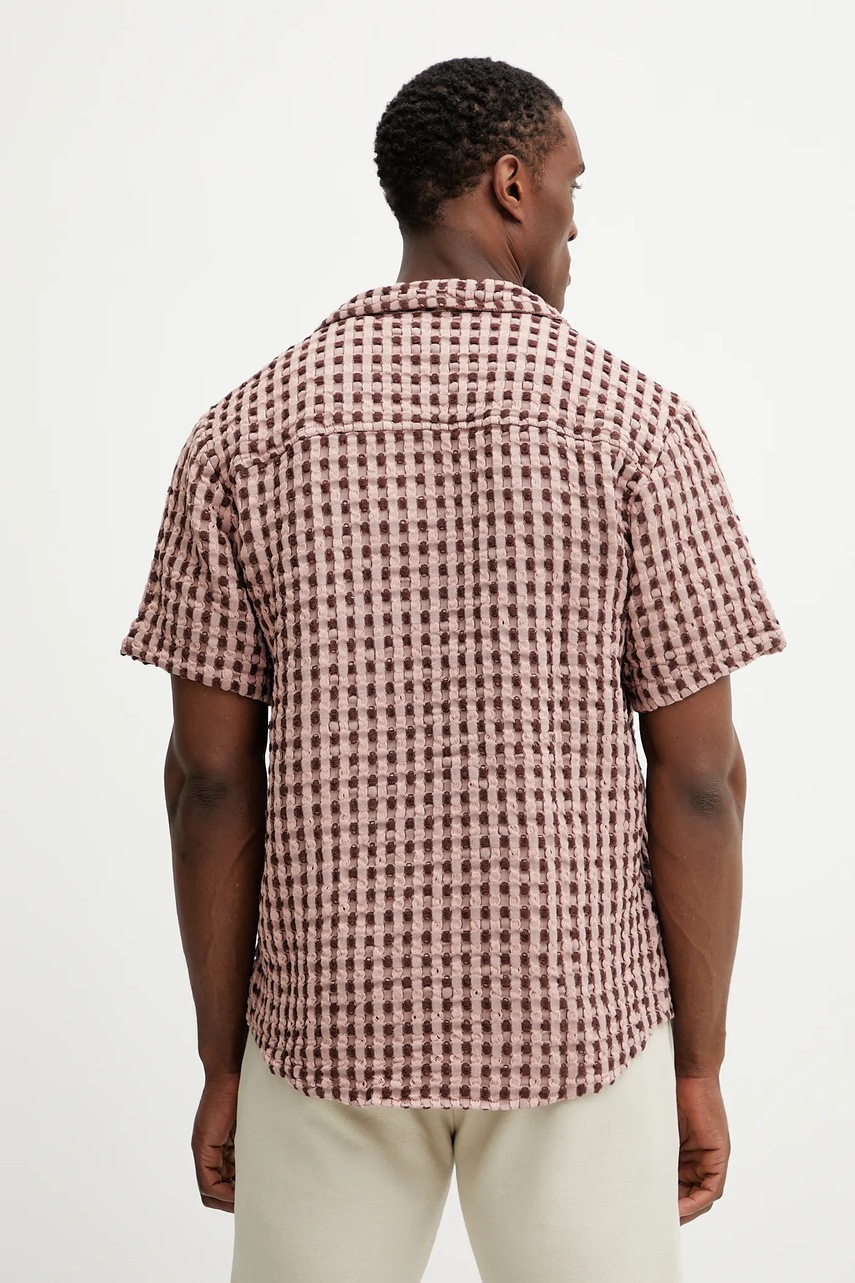 Βαμβακερό πουκάμισο OAS ανδρικό, χρώμα: καφέ φωτογραφία