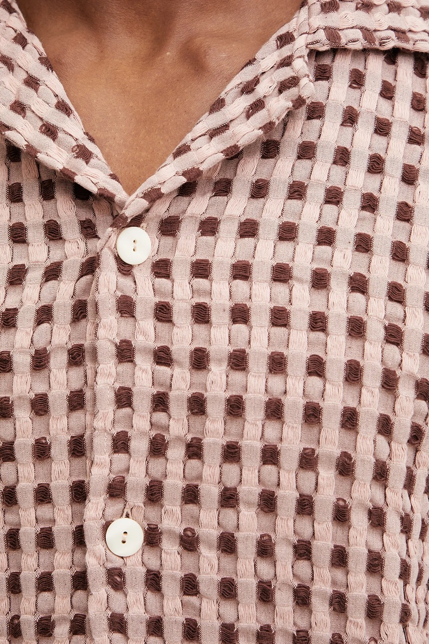 Βαμβακερό πουκάμισο OAS ανδρικό, χρώμα: καφέ φωτογραφία