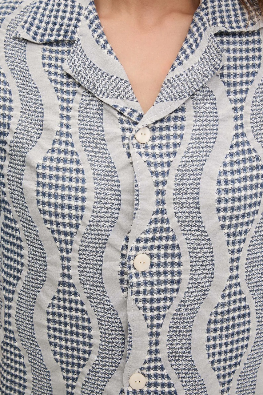 Βαμβακερό πουκάμισο OAS ανδρικό, χρώμα: καφέ φωτογραφία