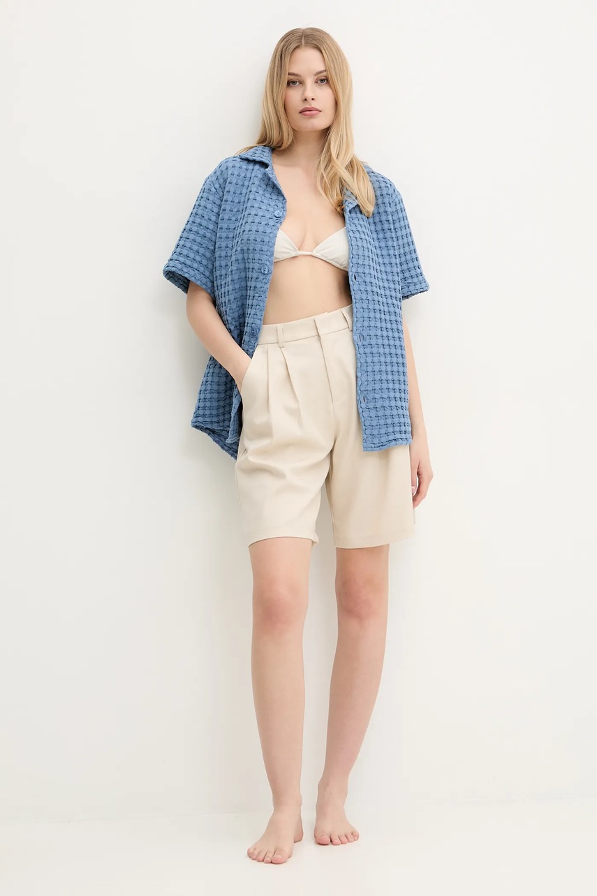 Βαμβακερό πουκάμισο OAS ανδρικό, χρώμα: μπλε φωτογραφία