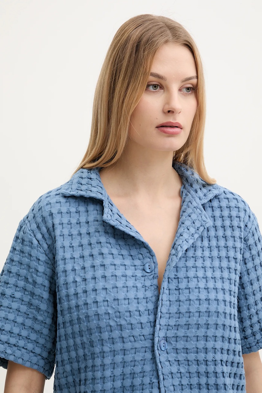 Βαμβακερό πουκάμισο OAS ανδρικό, χρώμα: μπλε φωτογραφία