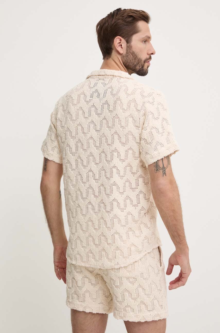 Βαμβακερό πουκάμισο OAS ανδρικό, χρώμα: μπεζ φωτογραφία