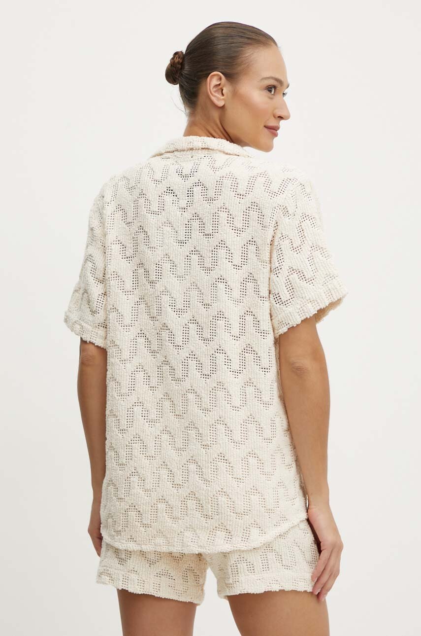 Βαμβακερό πουκάμισο OAS ανδρικό, χρώμα: μπεζ φωτογραφία