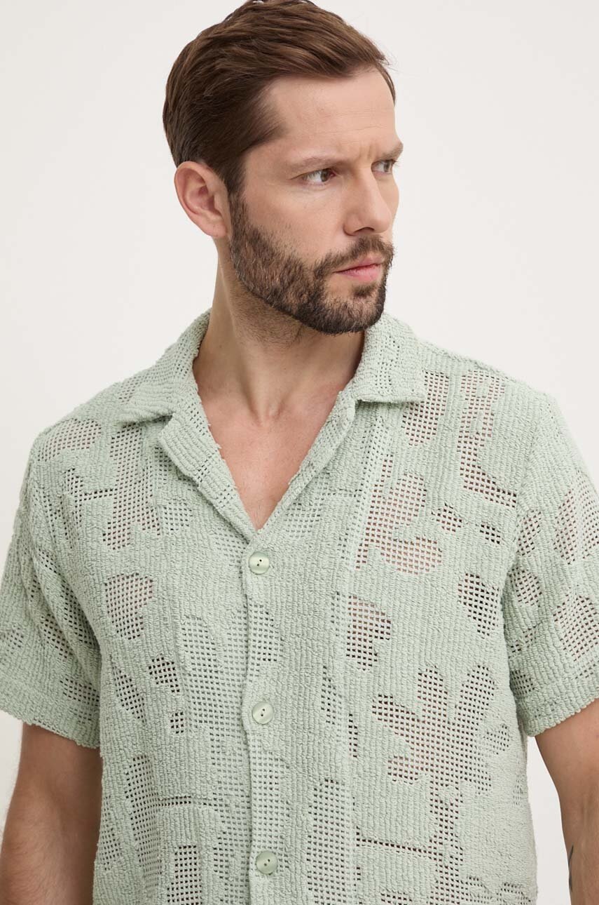 Βαμβακερό πουκάμισο OAS ανδρικό, χρώμα: πράσινο φωτογραφία