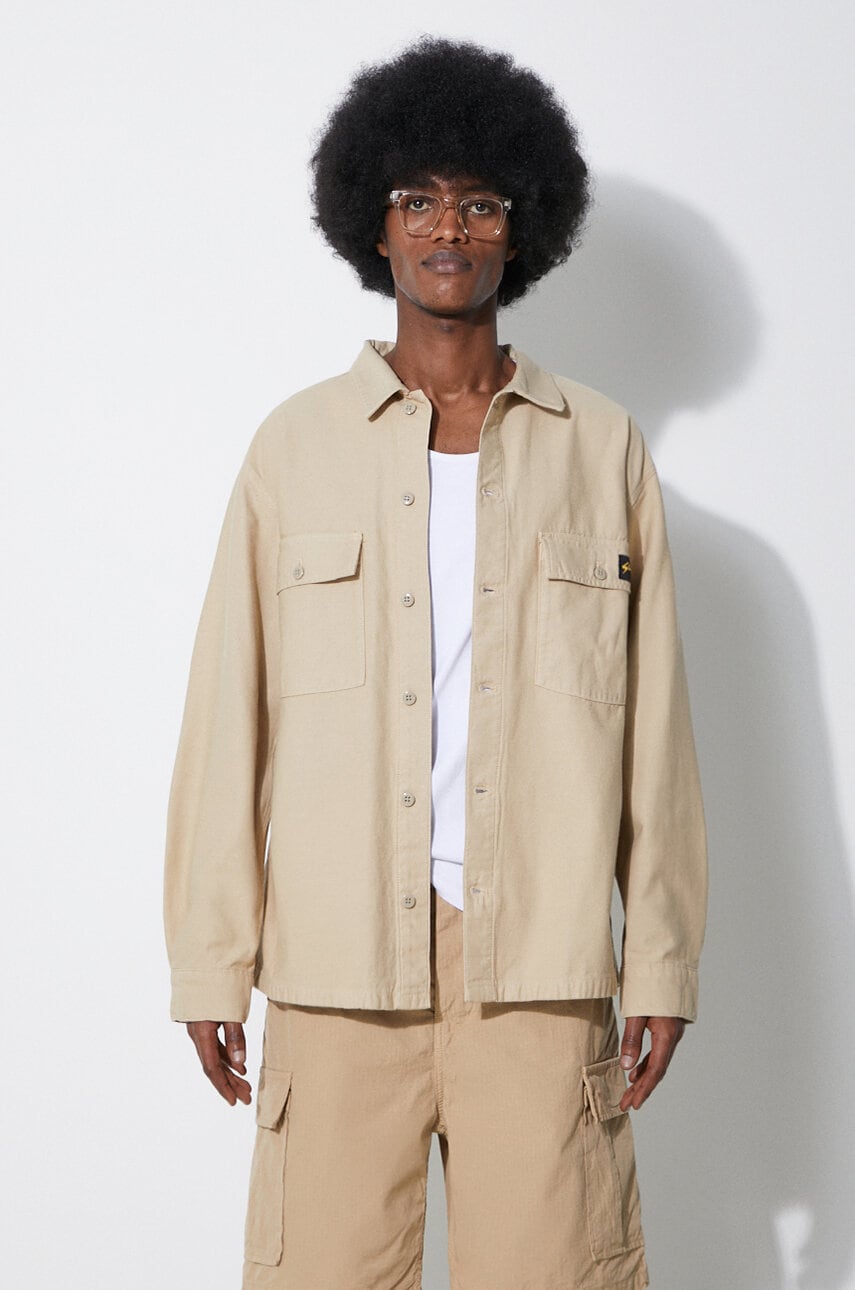 Stan Ray camasa din bumbac Cpo Shirt barbati, culoarea bej, cu guler clasic, relaxed, CE2403348 Stan Ray camasa din bumbac Cpo Shirt barbati, culoarea bej, cu guler clasic, relaxed, CE2403348