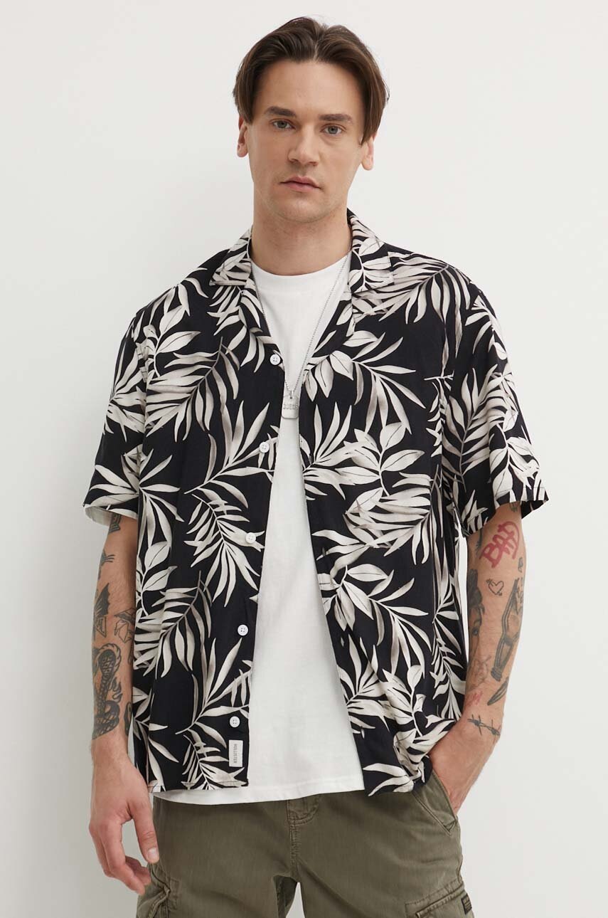 

Риза Hollister Co. мъжка в черно със стандартна кройка, Черен