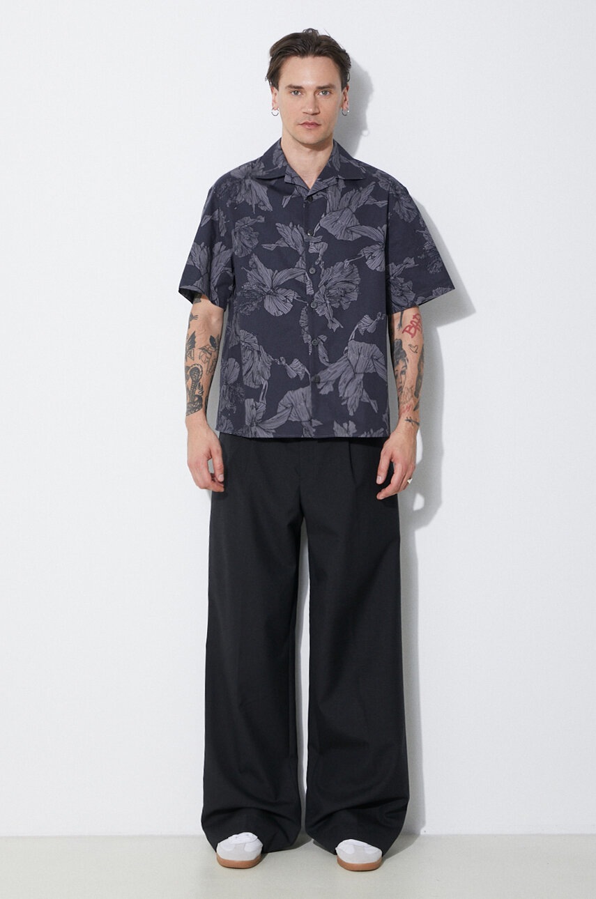 Βαμβακερό πουκάμισο Neil Barrett Boxy Bold Flowers Print Short Sleeve Shirt ανδρικό, χρώμα: γκρι, MY60214A-Y059-763N φωτογραφία
