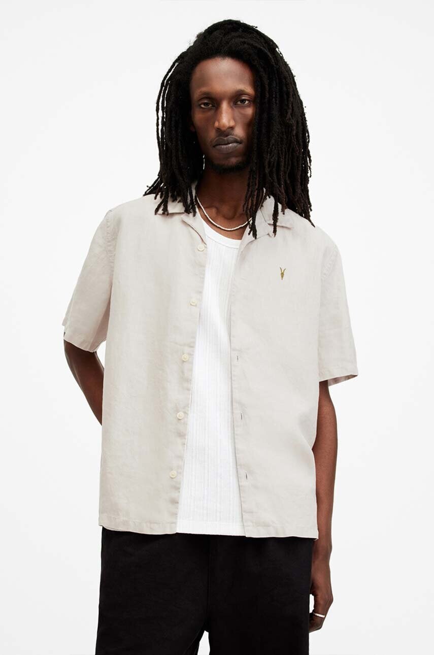 AllSaints camasa AUDLEY SS SHIRT barbati, culoarea verde, relaxed, M016SA