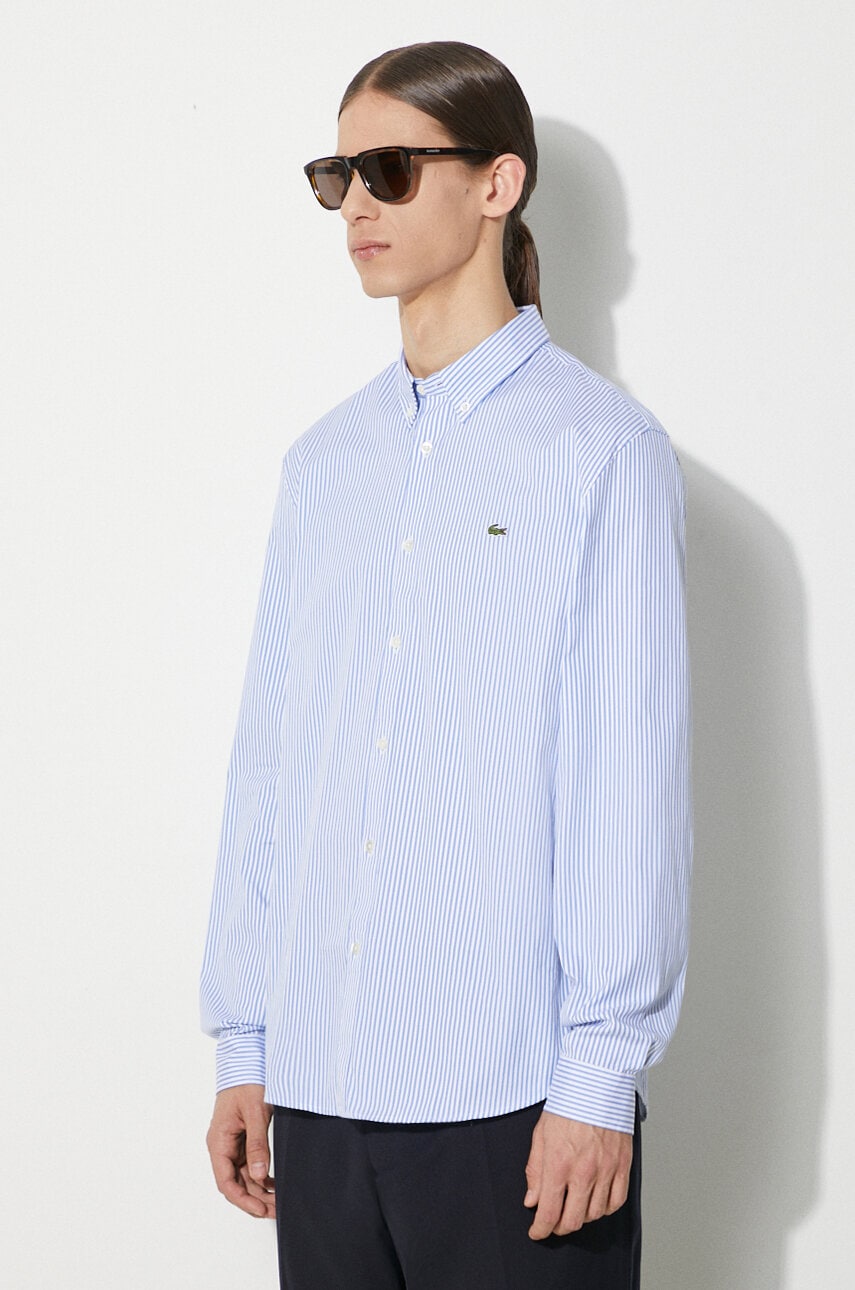 Lacoste camasa din bumbac barbati, culoarea alb, cu guler button-down, regular, CH2936