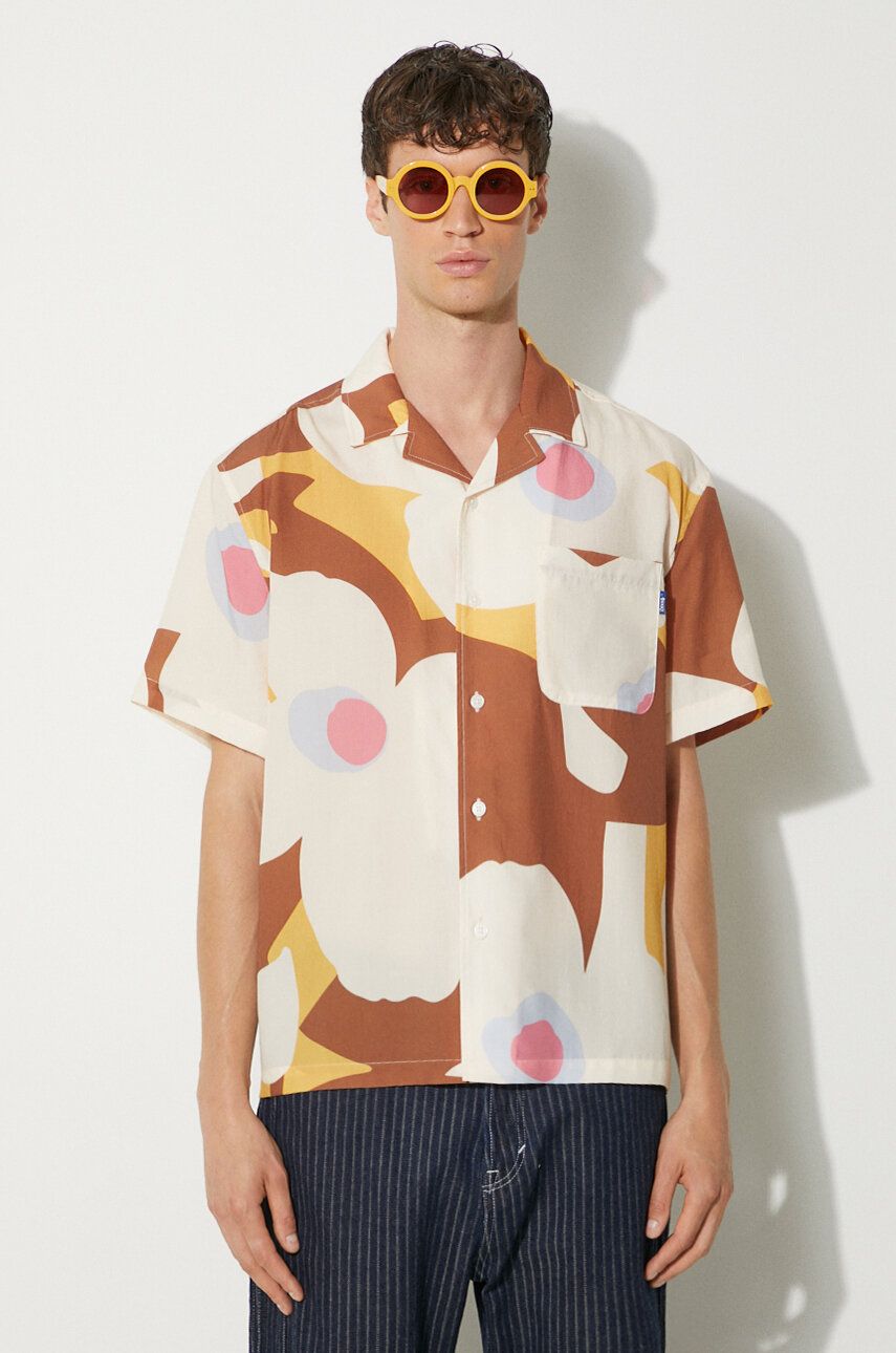 Awake NY camasa Floral Camp barbati, culoarea maro, regular, SP24-TP004