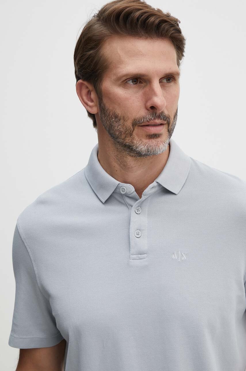 

Памучна тениска с яка Armani Exchange в сиво с изчистен дизайн 3DZFAB ZJXUZ, Сив