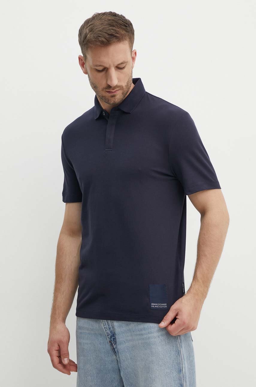 

Тениска с яка Armani Exchange в тъмносиньо с изчистен дизайн 3DZFHH ZJXHZ, Тъмносин