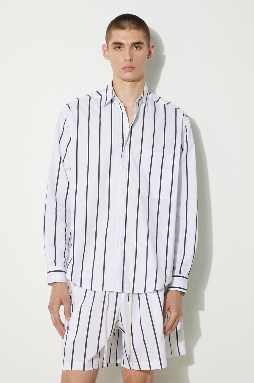 MKI MIYUKI ZOKU camasa din bumbac Striped Dress Shirt barbati, culoarea negru, cu guler clasic, regular, STRIPED.DRESS.SHIRT