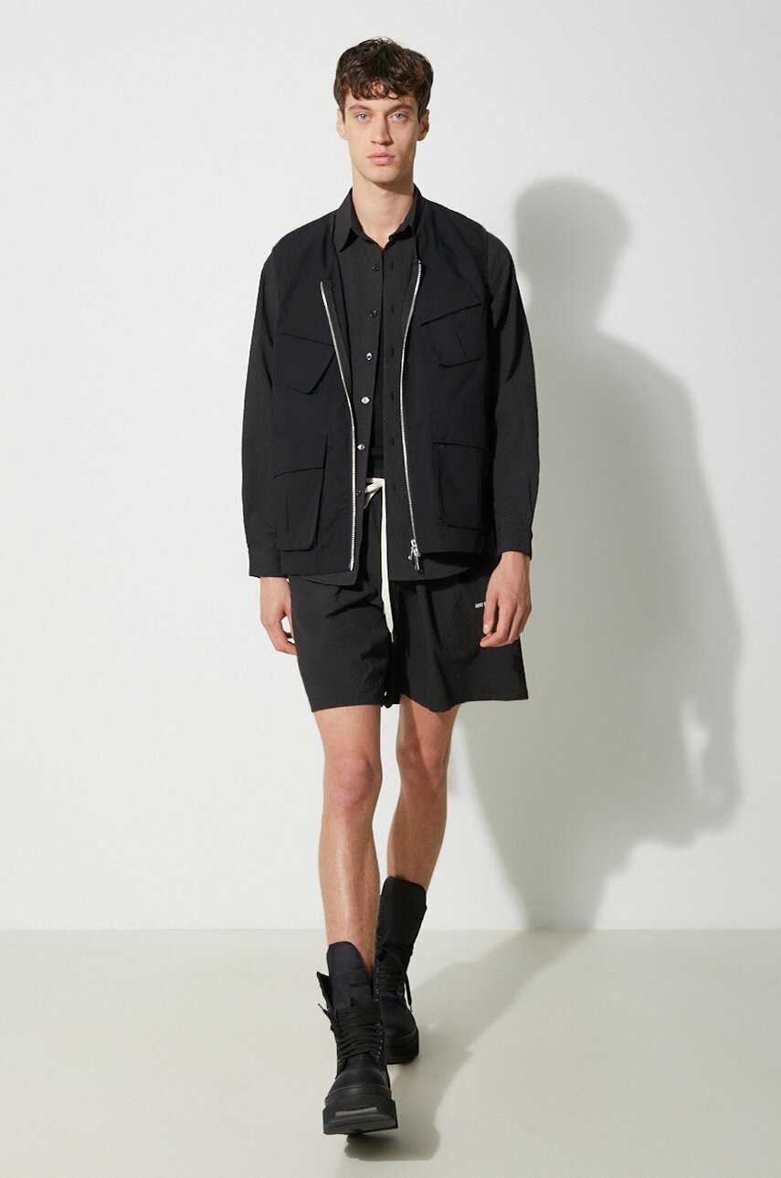 Πουκάμισο MKI MIYUKI ZOKU Seersucker Dress Shirt χρώμα: μαύρο, SEERSUCKER.DRESS.SHIRT φωτογραφία