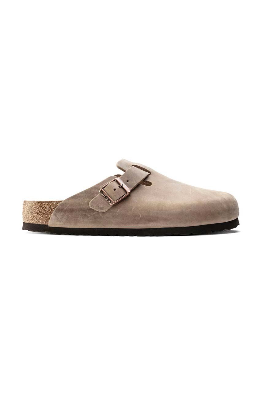 Birkenstock șlapi de piele Boston SFB femei, culoarea bej, 1019484