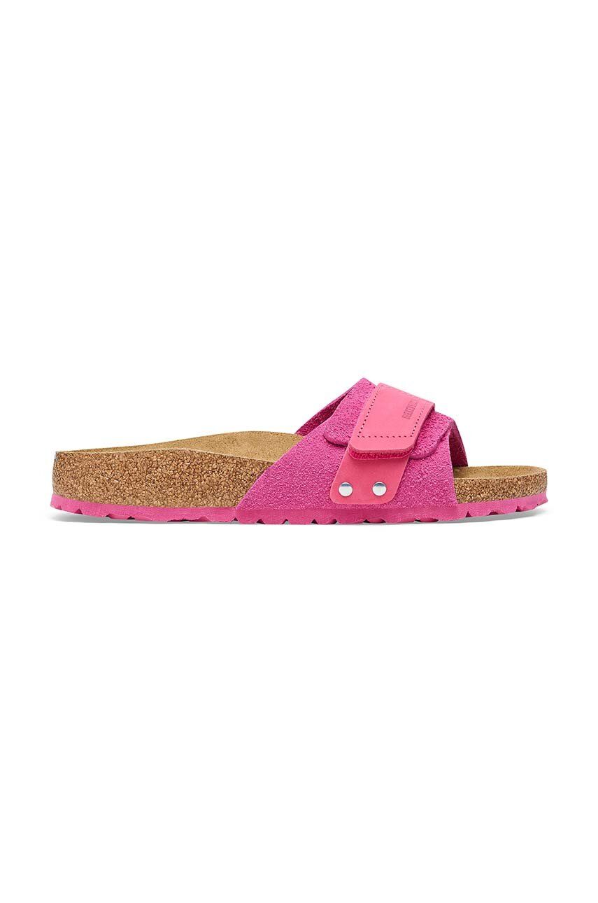 Birkenstock papuci din piele Oita femei, culoarea roz, 1026546
