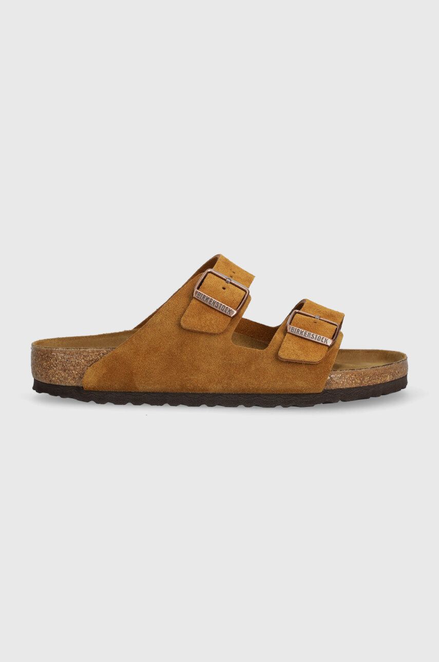 Birkenstock papuci din piele Arizona culoarea maro, 1027082