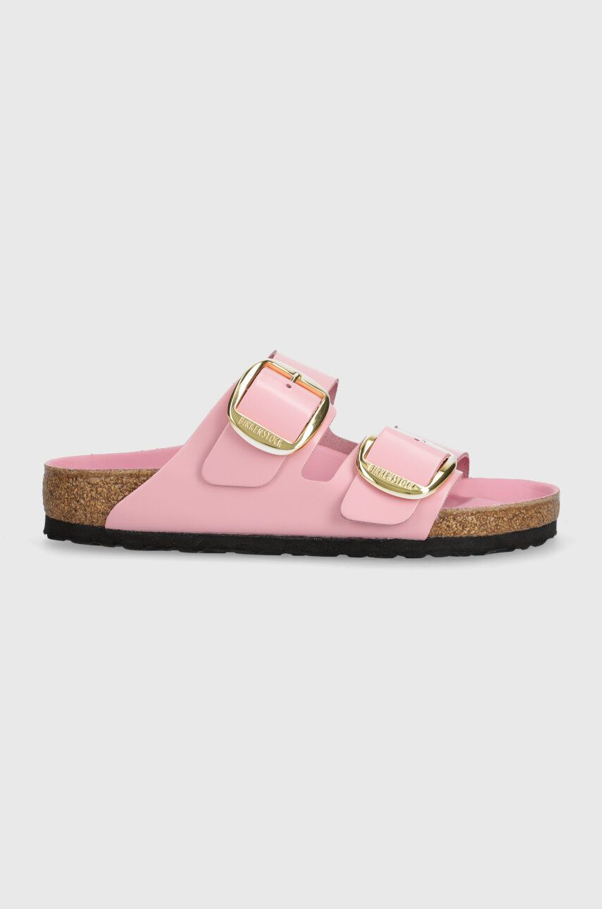 Birkenstock slapi de piele Arizona BB femei, culoarea roz, 1026485