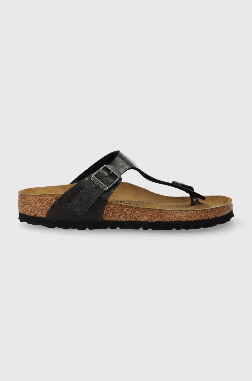 Birkenstock slapi Gizeh femei, culoarea negru, cu toc plat, 1027334