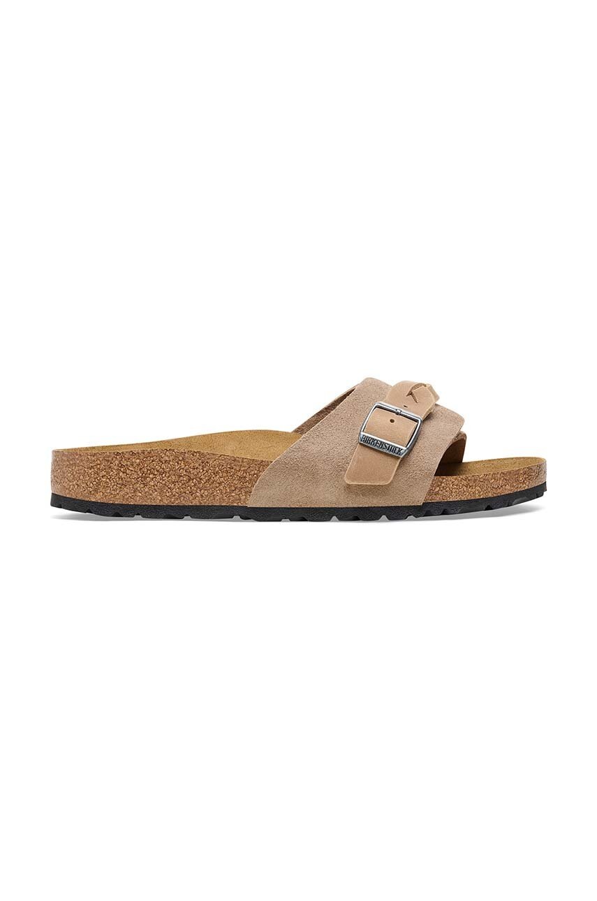 Birkenstock papuci din piele Oita femei, culoarea bej, 1026730