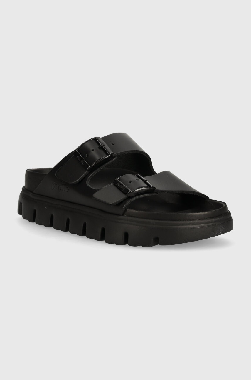 Birkenstock papuci de piele BIRKENSTOCK X PAPILLIO Arizona Chunky Exq femei, culoarea negru, 1024565